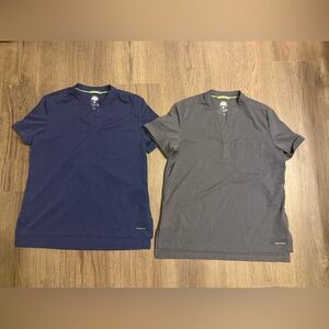Healing Hands Blue and Gray Short Sleeve scrub tops
